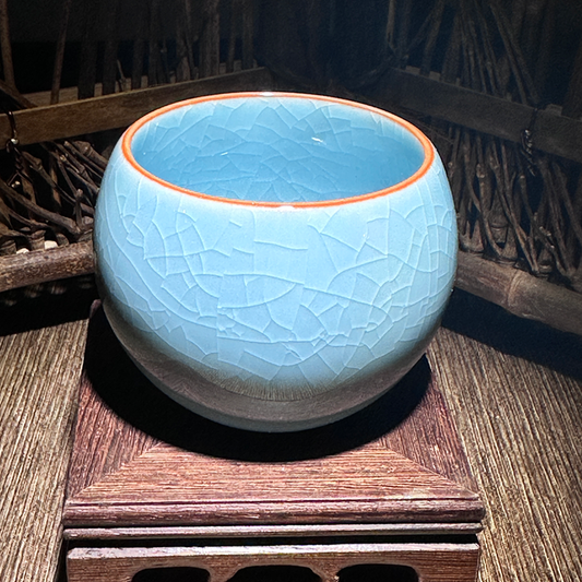 Retro Ru Kiln Ice-cracked Teacup (Ice-cracked Blue)